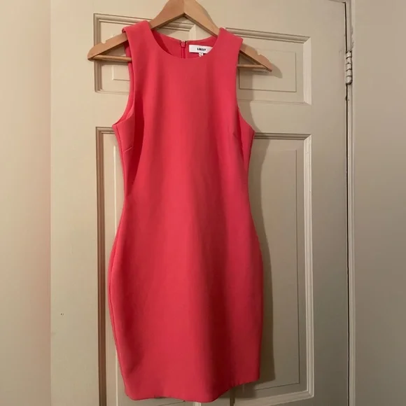 bright coral pink dress Bessette Dress-Coral Pink M